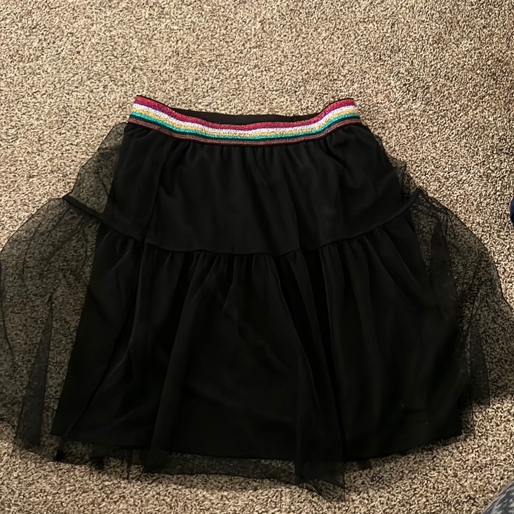 Art Class Large 10/12 black skirt with rainbow waistband